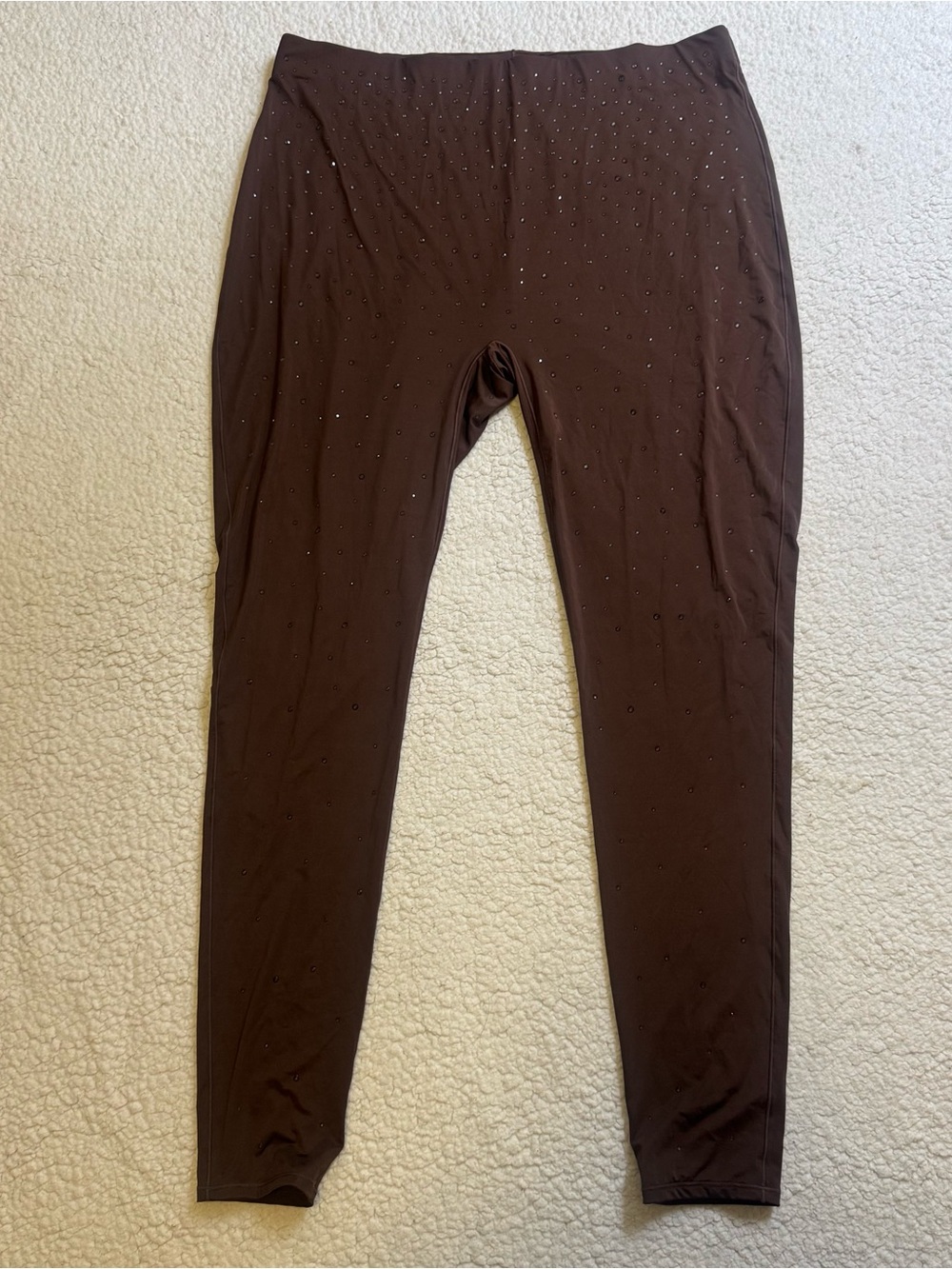 Skims Swarovski Crystal Jelly Sheer Cocoa Brown Leggings Size 2X XXL - Picture 5 of 11